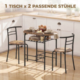 Trpezarijski set sa stolom i 2 stolice 80 × 52 × 76 cm, rustik smeđa