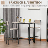 Bar set sa stolom i 2 barske stolice 89 × 45 × 87 cm, natur i crna