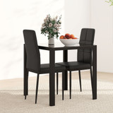 Set za trpezariju sa stolom i 2 stolice 75 × 75 × 75 cm, crni