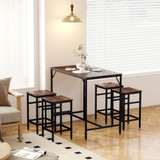 Set barskog stola i 4 tabure 100 × 60 × 88 cm, rustikalno smeđa i crna