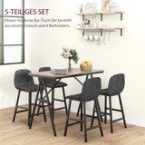 Set bar stola i 4 barske stolice, stol 120 × 60 × 91 cm, tamnosiva