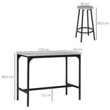 Barski stol s 4 barske stolice 110 × 50 × 89,5 cm, siv