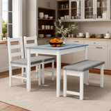 Trpezarijski set stol, klupa i 2 stolice 108 × 65 × 75 cm, sivo-bijeli