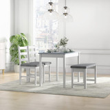 Trpezarijski set stol, klupa i 2 stolice 108 × 65 × 75 cm, sivo-bijeli