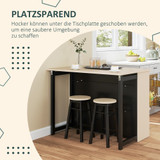 Barski set sa sklopivim stolom i 2 barske stolice 116 × 70 × 89,5 cm, crna i hrast
