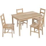 Set trpezarijski stol i 4 stolice od masivnog drveta 118 × 73 × 75 cm, natur