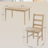 Set trpezarijski stol i 4 stolice od masivnog drveta 118 × 73 × 75 cm, natur