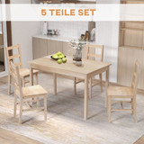 Set trpezarijski stol i 4 stolice od masivnog drveta 118 × 73 × 75 cm, natur