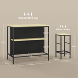 Barski set: stol i 2 barske stolice, stol 100 × 60 × 95 cm, hrast/crna