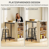 Set barskog stola i 2 stolice s policom 91 × 49 × 91 cm, hrast i crna