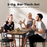 Set barski stol i 4 barske stolice 110 × 55 × 90 cm, smeđa i crna
