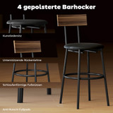 Set barski stol i 4 barske stolice 110 × 55 × 90 cm, smeđa i crna