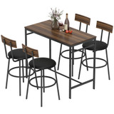 Set barski stol i 4 barske stolice 110 × 55 × 90 cm, smeđa i crna