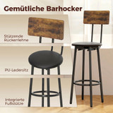 Barski set sa stolom i 2 tapecirane barske stolice 60 × 60 × 91 cm, smeđa