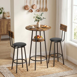 Barski set sa stolom i 2 tapecirane barske stolice 60 × 60 × 91 cm, smeđa