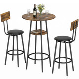 Barski set sa stolom i 2 tapecirane barske stolice 60 × 60 × 91 cm, smeđa