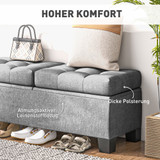 Klupa s prostorom za odlaganje 116 × 41 × 47 cm, siva