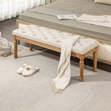 Tapacirana klupa s dugmadima 120 × 41 × 48 cm, krem bijela