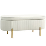 Klupa s prostorom za odlaganje 107 × 42 × 45,5 cm, krem bijela