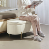 Klupa s prostorom za odlaganje 107 × 42 × 45,5 cm, krem bijela