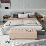 Klupa s prostorom za odlaganje 125 × 49 × 41,5 cm, bež