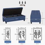 Klupa s prostorom za odlaganje 125 × 49 × 41,5 cm, plava