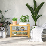 Klupa za cipele od bambusa s 2 police 70 × 28 × 45 cm, prirodna