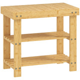 Klupa za cipele od bambusa s 2 police 50 × 28 × 45 cm, prirodna