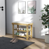 Klupa za cipele sa sjedištem od bambusa 60 × 29 × 49 cm, krem bijela