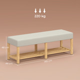 Klupa za cipele od masivnog drveta 140 × 44 × 48 cm, prirodna i krem