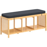 Klupa za cipele od bambusa s jastukom 102 × 33 × 45 cm, boja prirodnog drveta