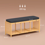 Klupa za cipele od bambusa s jastukom 102 × 33 × 45 cm, boja prirodnog drveta