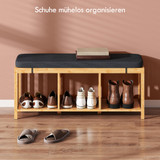 Klupa za cipele od bambusa s jastukom 102 × 33 × 45 cm, boja prirodnog drveta