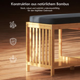 Klupa za cipele od bambusa s jastukom 102 × 33 × 45 cm, boja prirodnog drveta