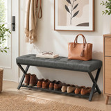Klupa za cipele s policom 112 × 37 × 47 cm, tamnosiva