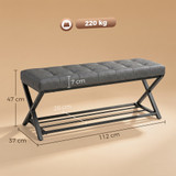 Klupa za cipele s policom 112 × 37 × 47 cm, tamnosiva