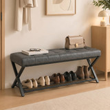Klupa za cipele s policom 112 × 37 × 47 cm, tamnosiva