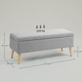 Klupa s prostorom za odlaganje 110 × 39 × 45 cm, siva