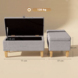 Tapacirana klupa s prostorom za odlaganje 71 × 37 × 36 cm, svijetlosiva