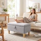 Tapacirana klupa s prostorom za odlaganje 71 × 37 × 36 cm, svijetlosiva