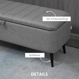 Klupa s prostorom za odlaganje 102 × 40 × 44 cm, siva