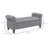 Klupa za krevet s ostavom 126 × 48,5 × 57 cm, siva