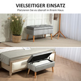 Tapecirana klupa s prostorom za odlaganje 80 × 35 × 42 cm, siva