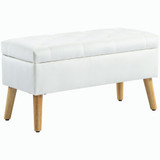 Tapacirana klupa s prostorom za odlaganje 80 × 35 × 42 cm, bijela