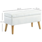 Tapacirana klupa s prostorom za odlaganje 80 × 35 × 42 cm, bijela