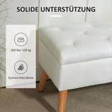 Tapacirana klupa s prostorom za odlaganje 80 × 35 × 42 cm, bijela