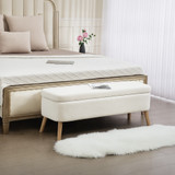 Klupa s prostorom za odlaganje 65 L, 120 × 42 × 45 cm, krem bijela