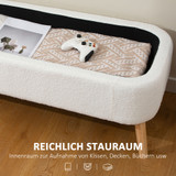 Klupa s prostorom za odlaganje 65 L, 120 × 42 × 45 cm, krem bijela