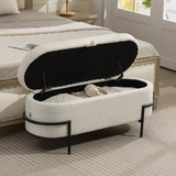 Klupa s prostorom za odlaganje 114,5 × 40 × 48 cm, krem bijela