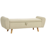Tapacirana klupa s prostorom za odlaganje 150 × 45 × 51 cm, bež